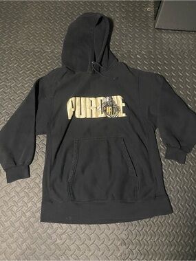 Purdue Black Hooded Sweatshirt with Gold Logo